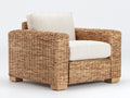 Poltrona da giardino - fibra naturale-tessuto-legno - 97x87x81 cm - beige-naturale - stile mediterraneo