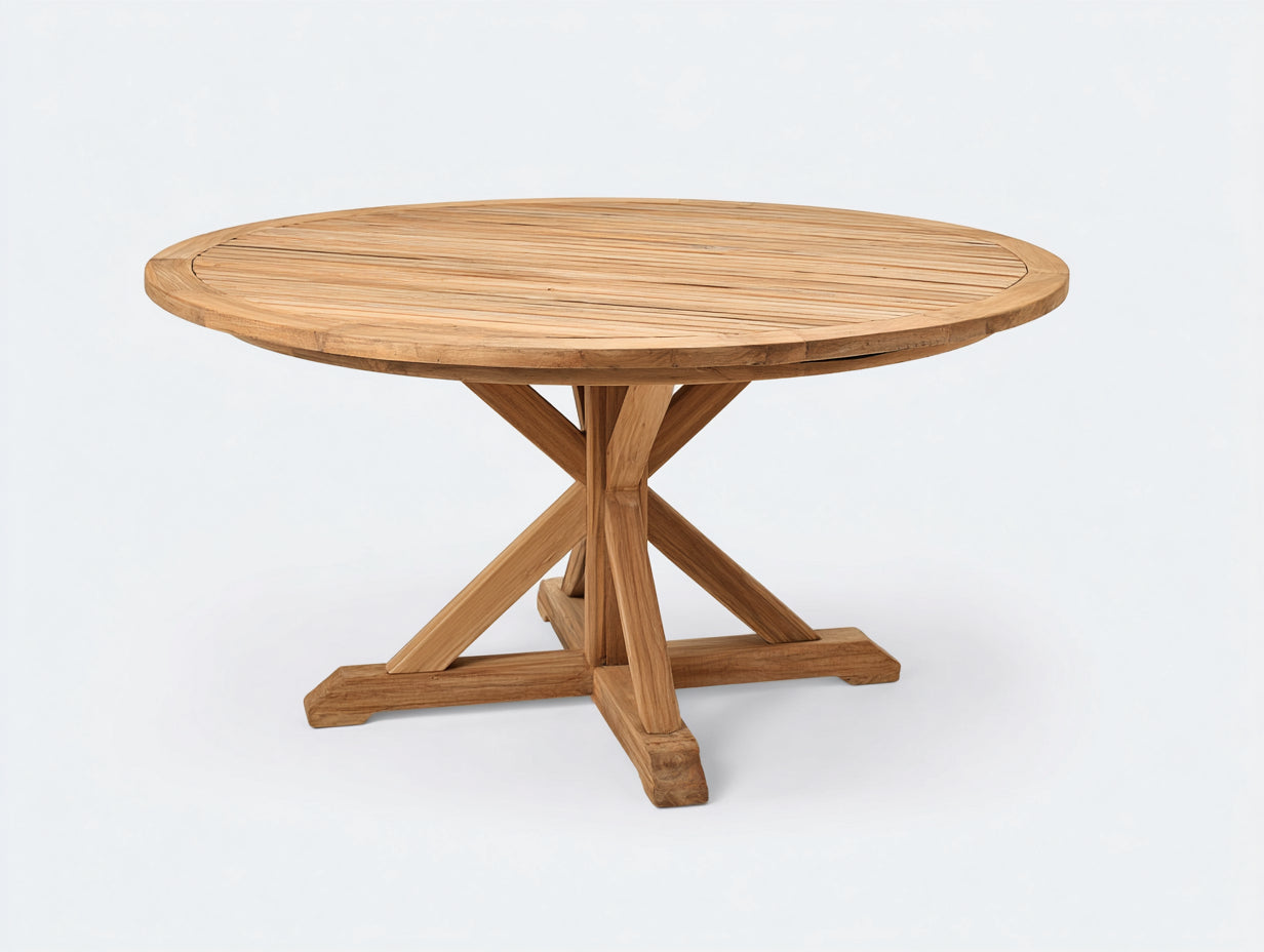 Tavolo da giardino - Legno - 140x140x76 cm - Rovere naturale - Stile elegante