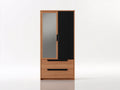 Armadio-derivato del legno-vetro-80x45x180 cm-rovere naturale-nero-industriale