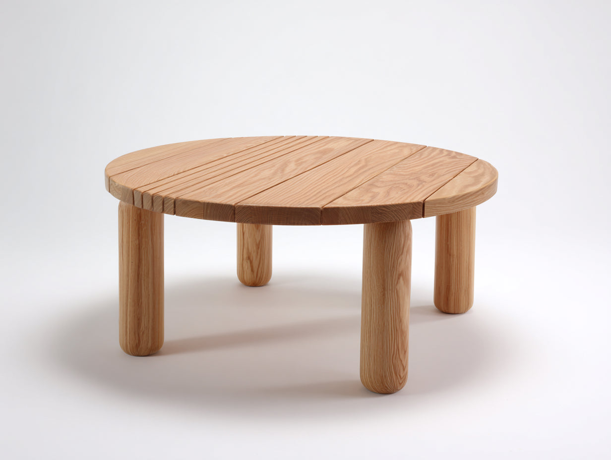 Tavolo da giardino - Legno - 120x120x45 cm - Rovere chiaro - Stile minimalista