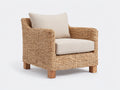 Poltrona da giardino - fibra naturale-tessuto-legno - 94x86x80 cm - beige-naturale - stile mediterraneo