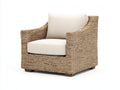 Poltrona da giardino - fibra naturale-tessuto-legno - 94x88x80 cm - beige-naturale - stile mediterraneo