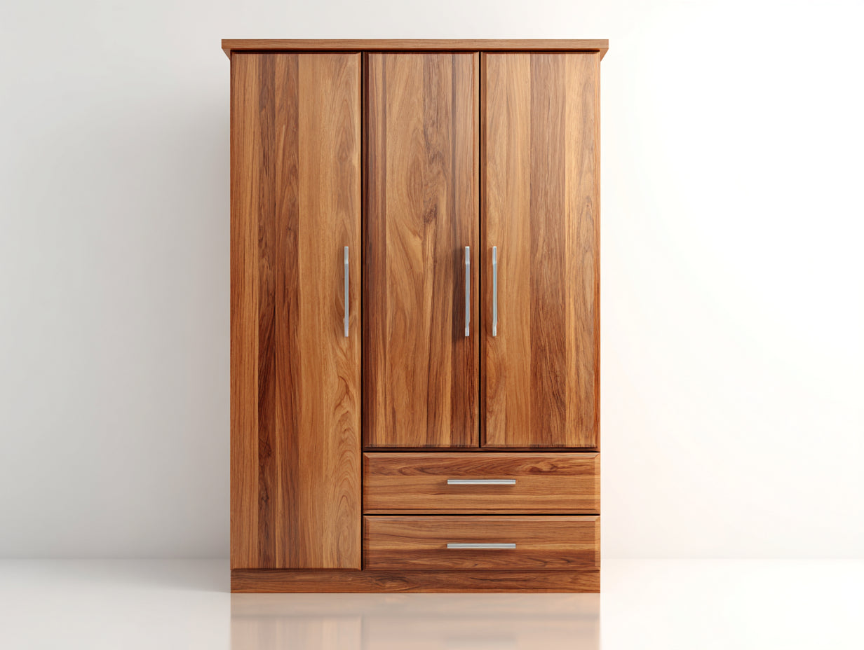 Armadio-derivato del legno-150x57x200 cm-noce naturale-classico contemporaneo