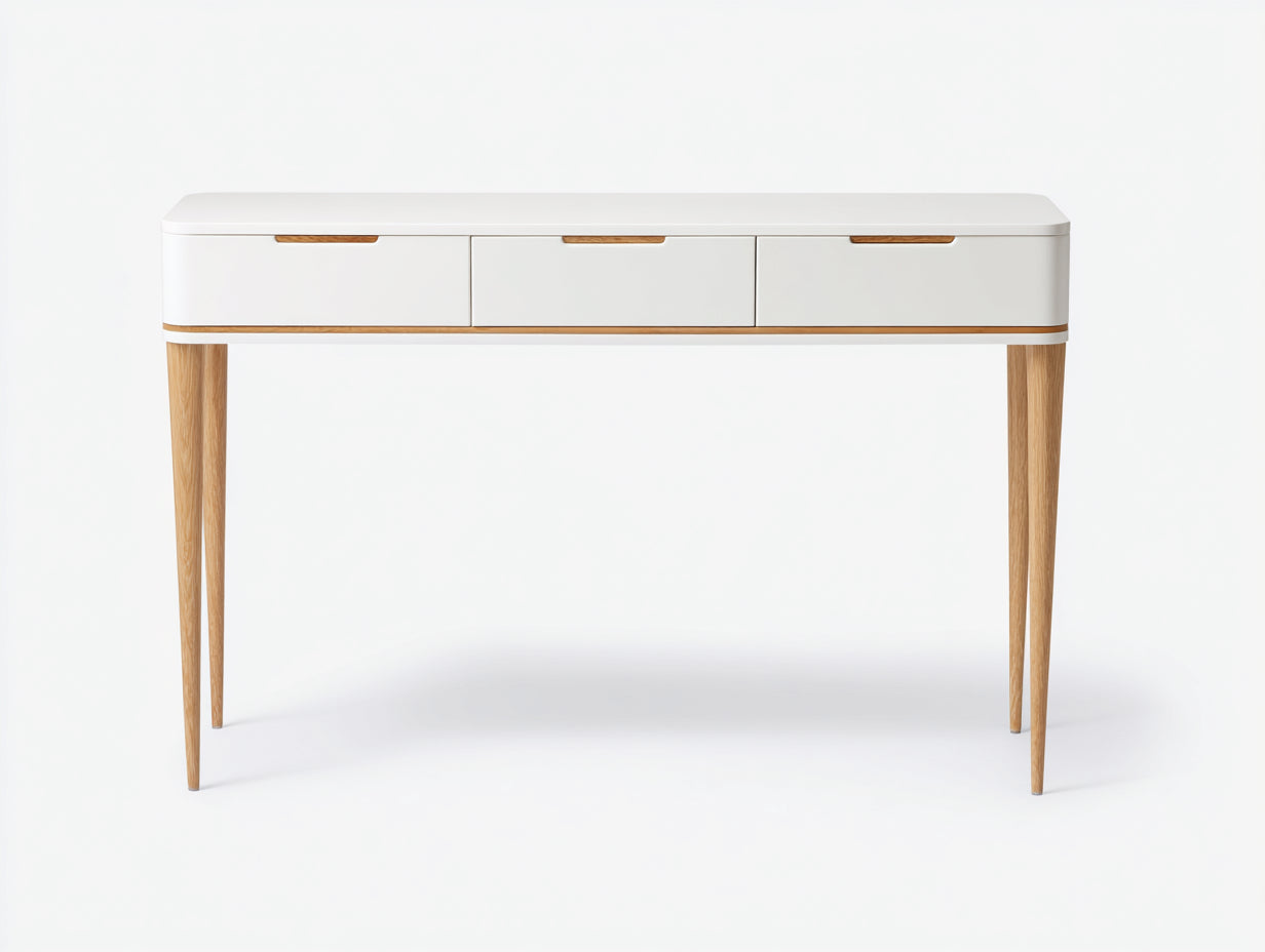 Scrivania-Legno-MDF-120x40x78 cm-Bianco-Naturale-Stile nordico