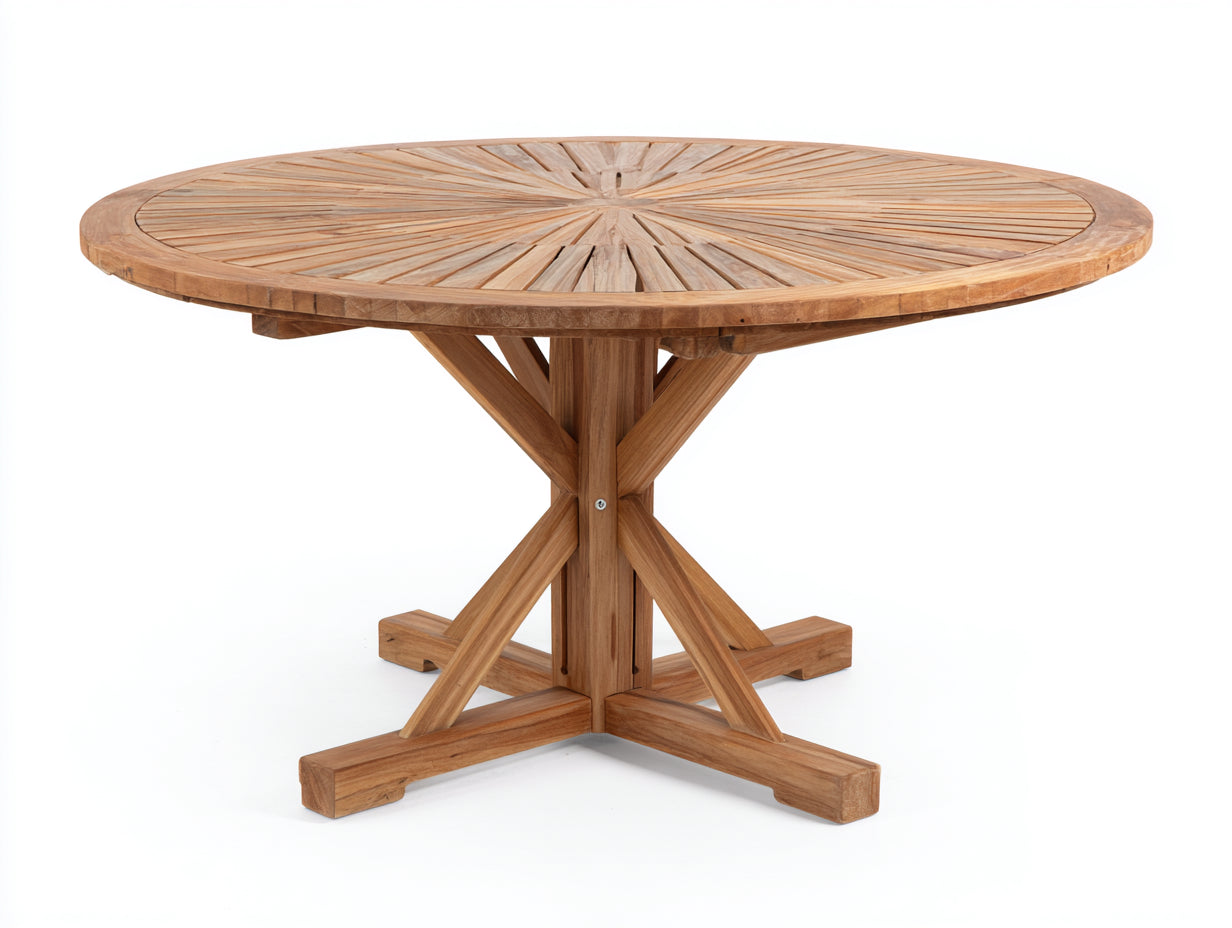 Tavolo da giardino - Legno - 150x150x75 cm - Teak naturale - Stile artigianale