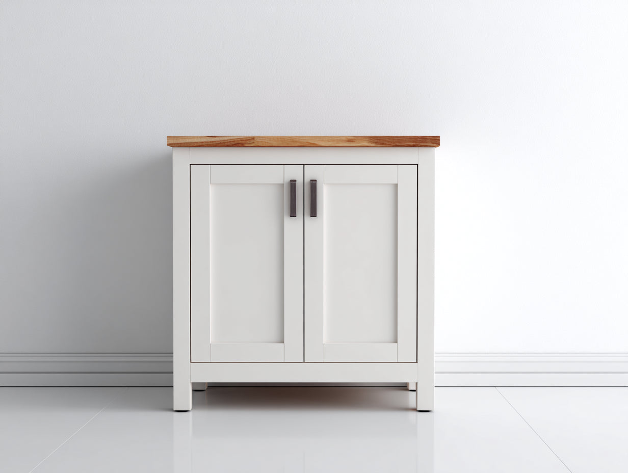 Credenza - Legno-MDF - 82x36x86 cm - Bianco-Rovere - Moderno