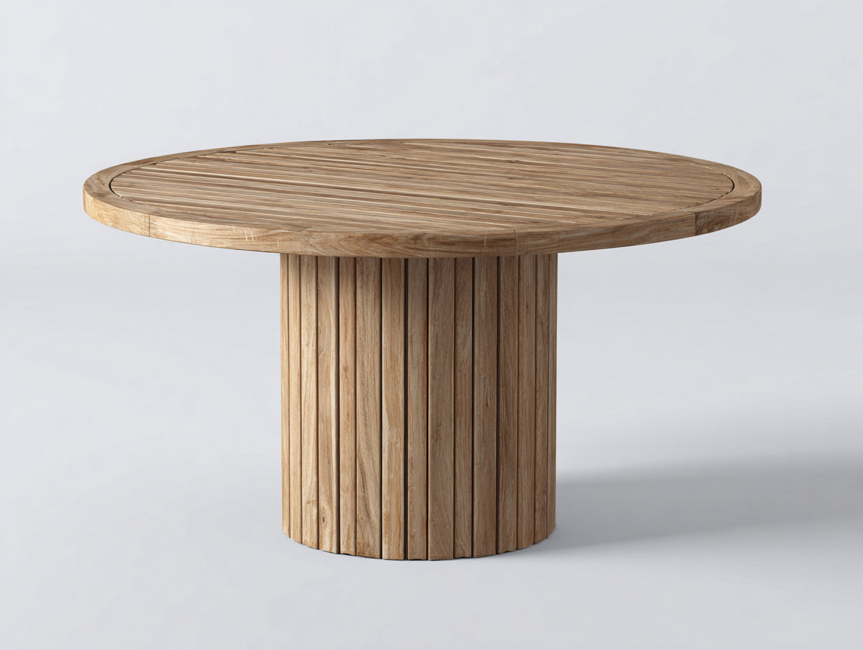 Tavolo da giardino - Legno - 135x135x76 cm - Teak chiaro - Stile moderno