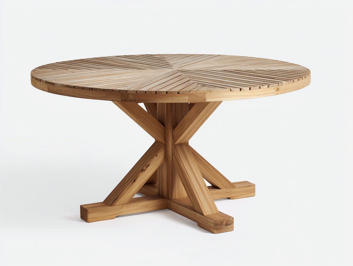 Tavolo da giardino - Legno - 145x145x75 cm - Naturale chiaro - Stile geometrico