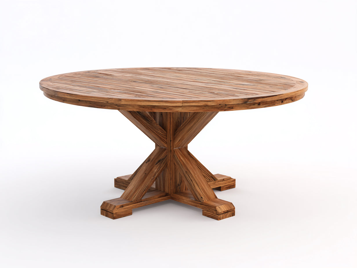 Tavolo da giardino - Legno - 150x150x76 cm - Marrone rustico - Stile tradizionale