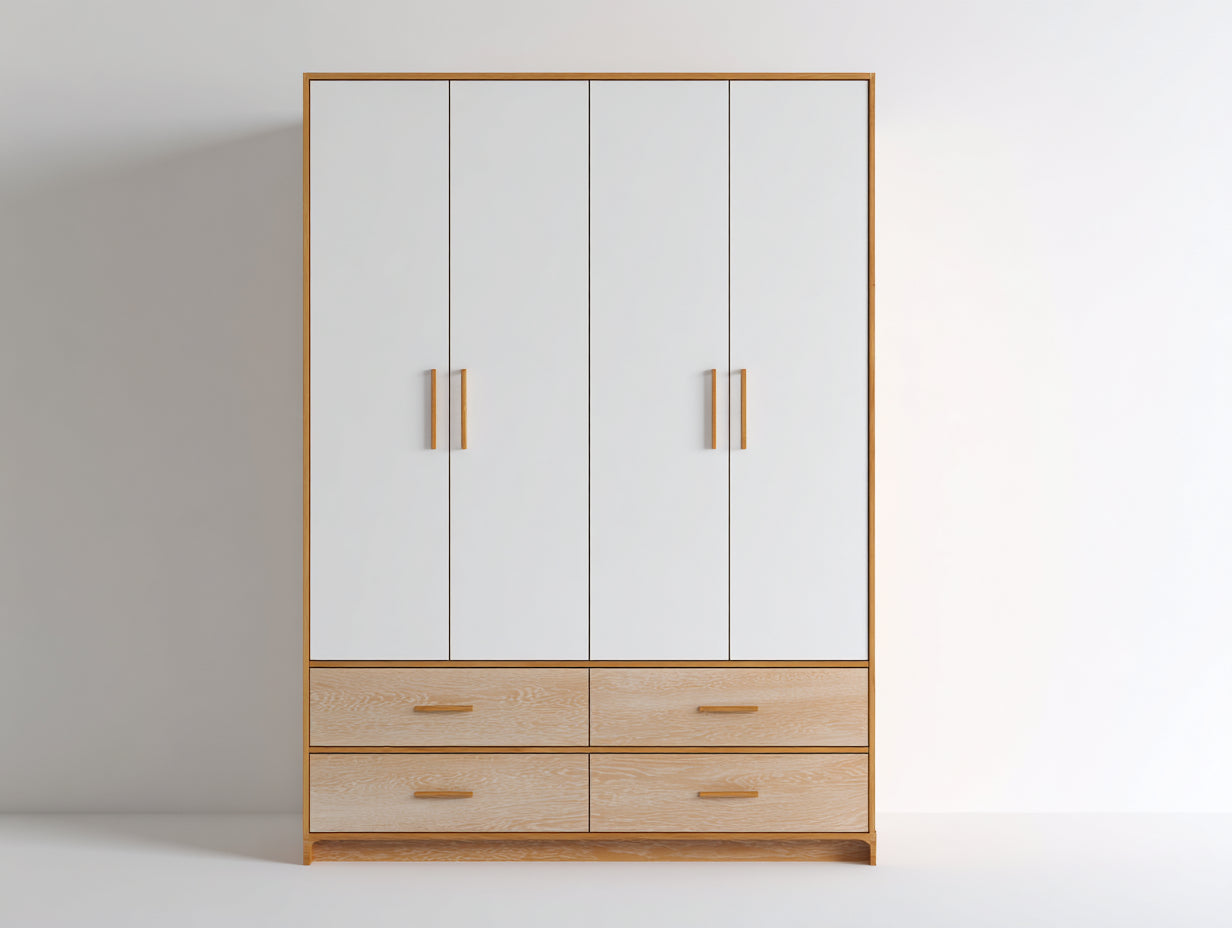 Armadio-derivato del legno-180x56x220 cm-bianco-rovere naturale-minimalista