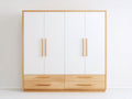 Armadio-derivato del legno-200x58x195 cm-bianco-rovere chiaro-contemporaneo