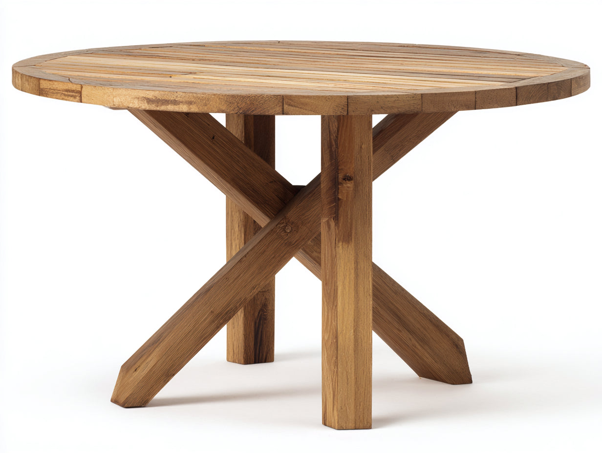 Tavolo da giardino - Legno - 130x130x75 cm - Marrone naturale - Stile rustico