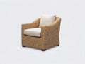 Poltrona da giardino - fibra naturale-tessuto-legno - 86x80x76 cm - beige-naturale - stile mediterraneo