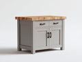 Credenza-legno massello-metallo-105x57x93 cm-grigio chiaro-naturale-moderno