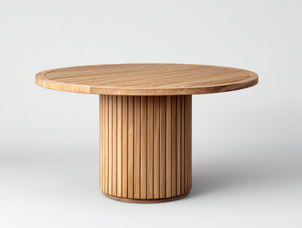 Tavolo da giardino - Legno - 155x155x76 cm - Teak dorato - Stile contemporaneo