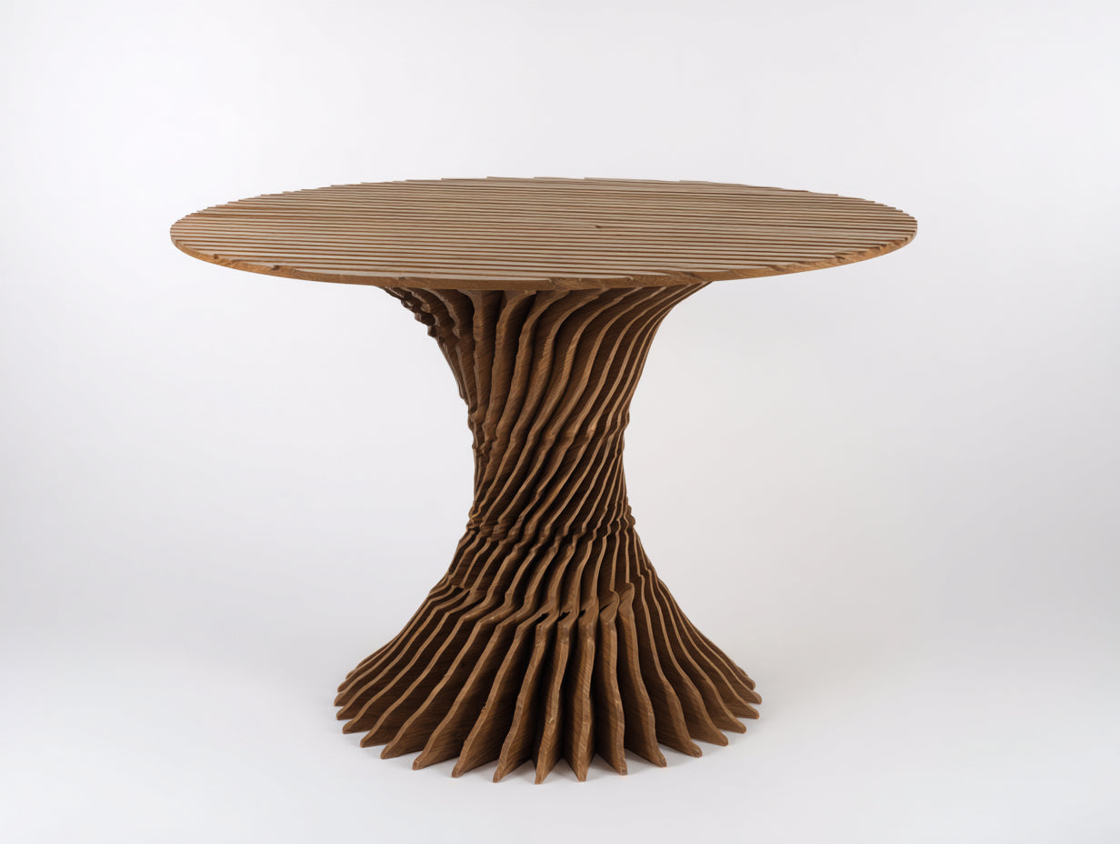 Tavolo da giardino - Legno - 155x155x76 cm - Noce intenso - Stile avanguardista