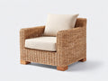 Poltrona da giardino - fibra naturale-tessuto-legno - 95x85x79 cm - beige-naturale - stile mediterraneo